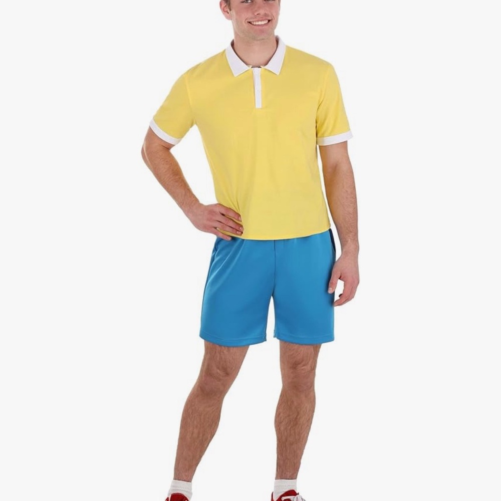 Disney Christopher Robin Yellow Polo with White Trim and Blue Athletic Shorts